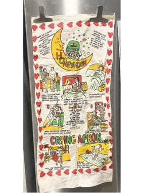 Vintage 1966 Honeymoon Crying Apron Tea Towel Novelty Risqué Marriage 14x28”